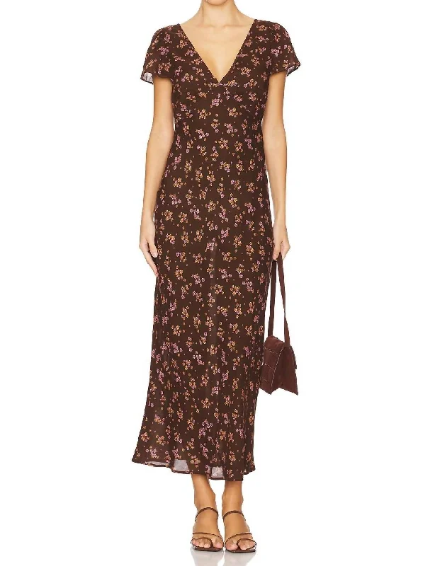 women's short-sleeved dressesMelody Bias Maxi Dress In Antique Walnut