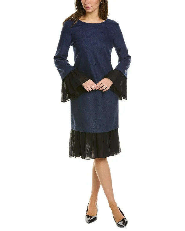 women's velvet dressesTWINSET 2pc Layered Wool-Blend Midi Dress