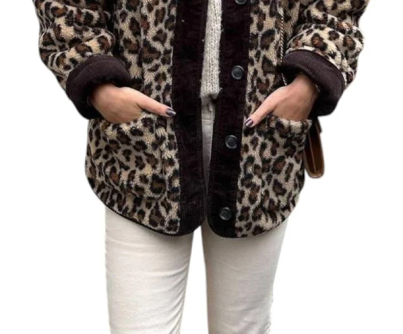 parkas for womenFleece Leopard Shacket In Multi