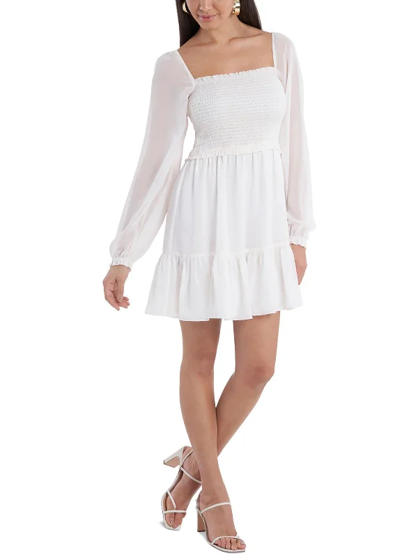 women's versatile dressesWomens Chiffon Smocked Mini Dress