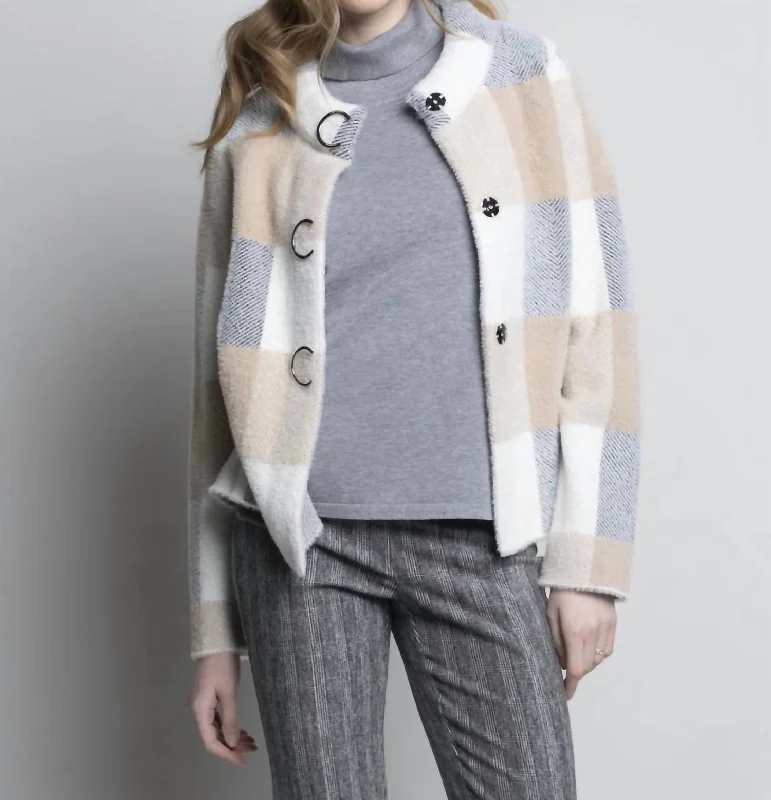 women's coats for those who want to make a fashion statementPlaid "c" Snaps Jacket In Dijon Multi