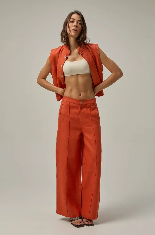 Serre Linen Pant | Deep Orange