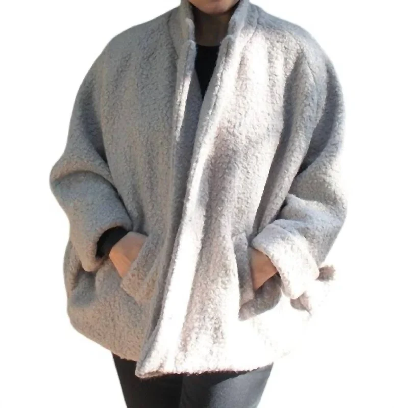 women's coats for casual FridaysShetland Wool Bat Wing Jacket In Light Grey