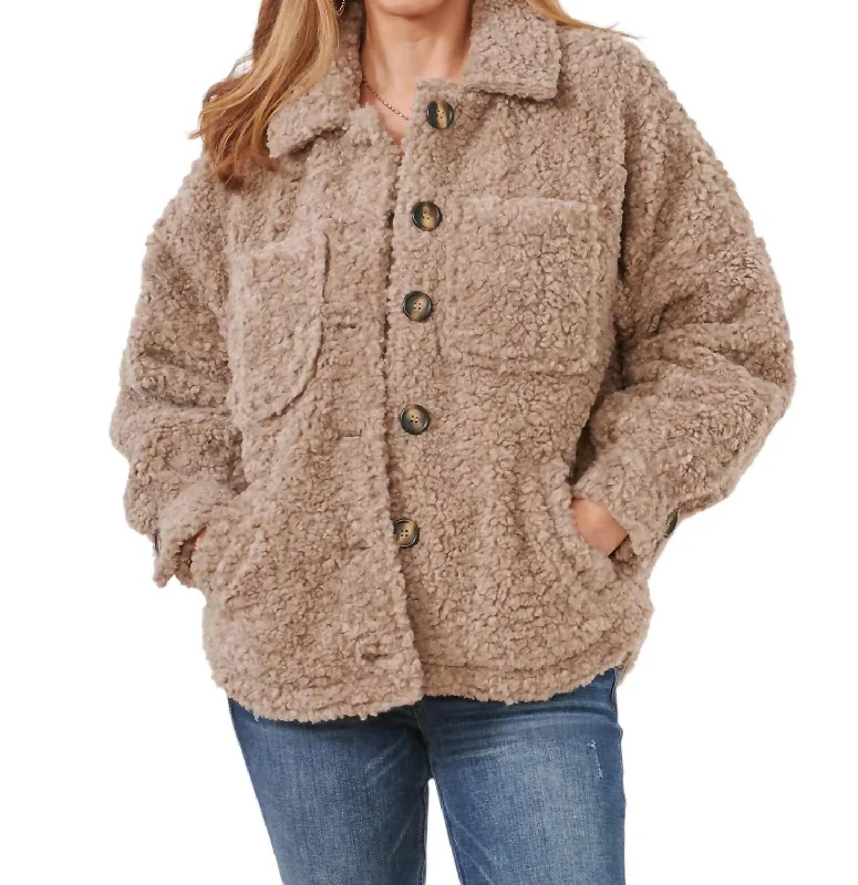 women's coats for those who value both style and comfortLong Blouson Raglan Sleeve Button Front Jacket In Portobello