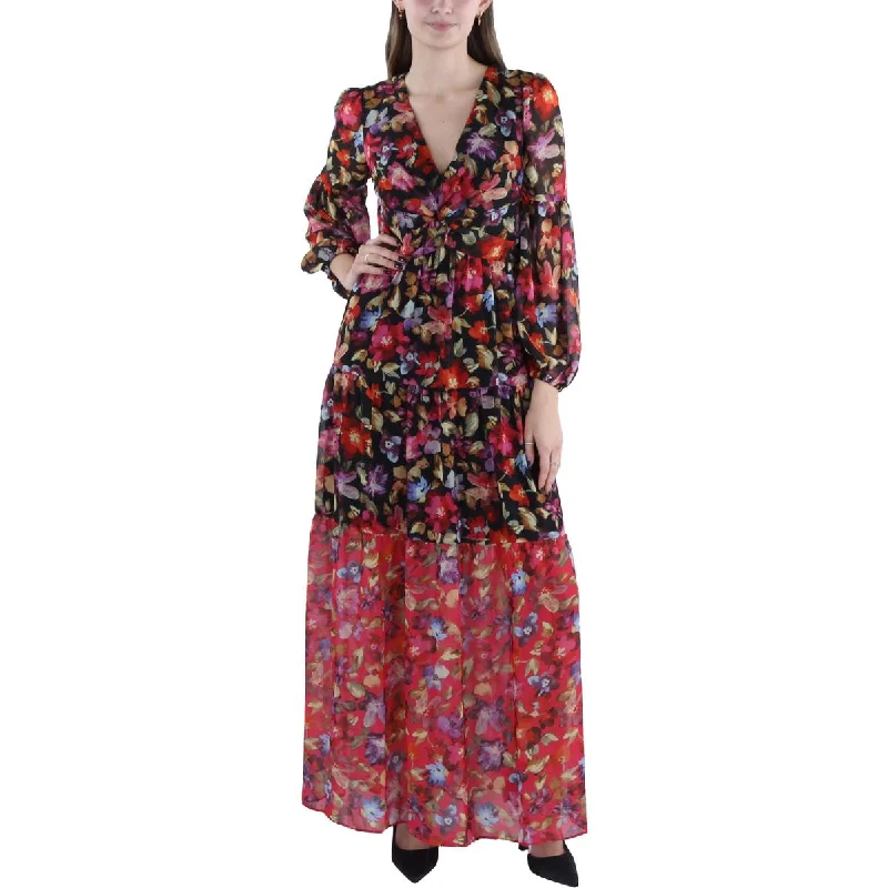 women's eco-friendly dressesWomens Floral V-Neck Maxi Dress