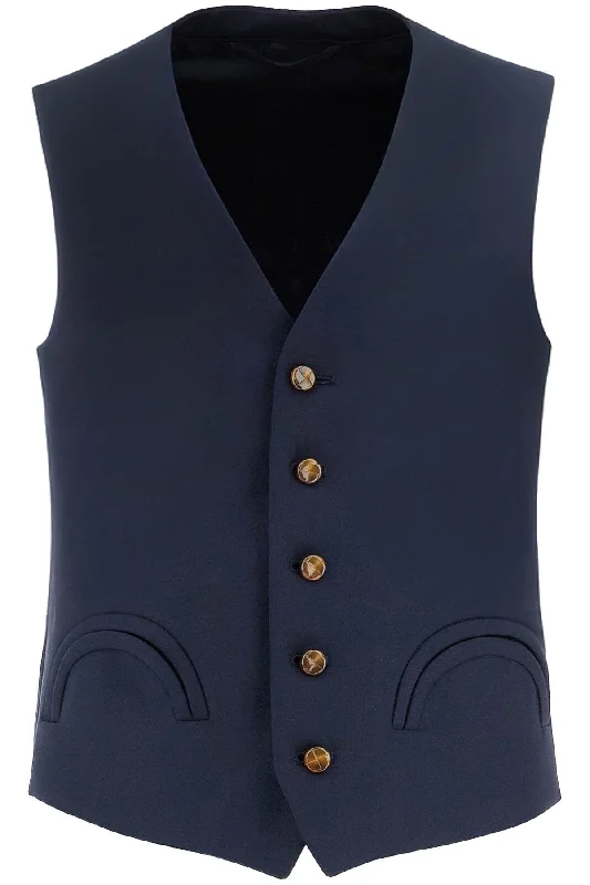 classic women's coatsBlaze Milano Women's Women's blue Wool Vest With V-Neck