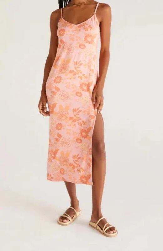 women's easy-to-wear dressesCora Floral Midi Dress In Sunkist