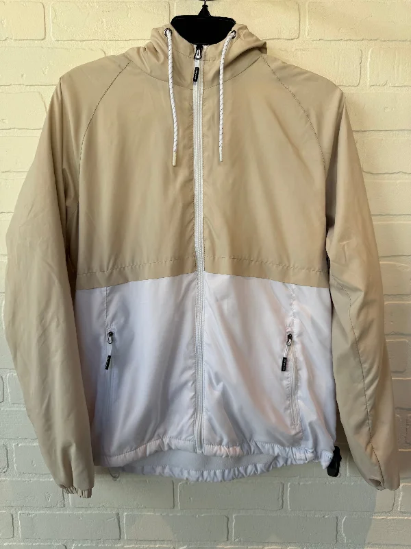 women's coats with oversized fitsJacket Windbreaker By New Balance In Tan & White, Size: M