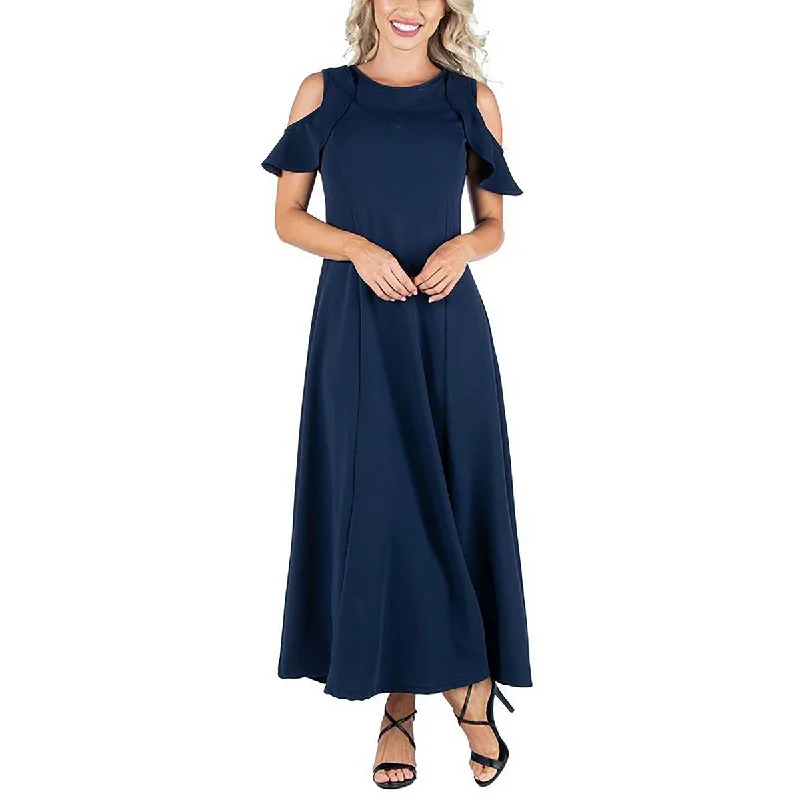 women's lightweight dressesWomens Cold Shoulder Long Maxi Dress