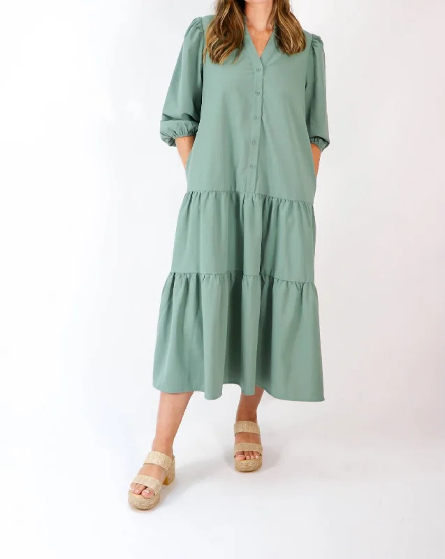 women's lace dressesTimeless Tiered Midi Dress In Green