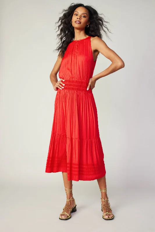 women's flowy dressesHalter Smocked Midi Dress