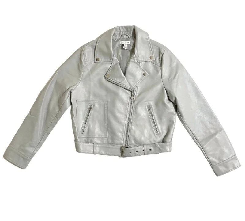 women's coats for those who believe in investing in quality fashionWomen's Faux Leather Belted Moto Jacket In Gray