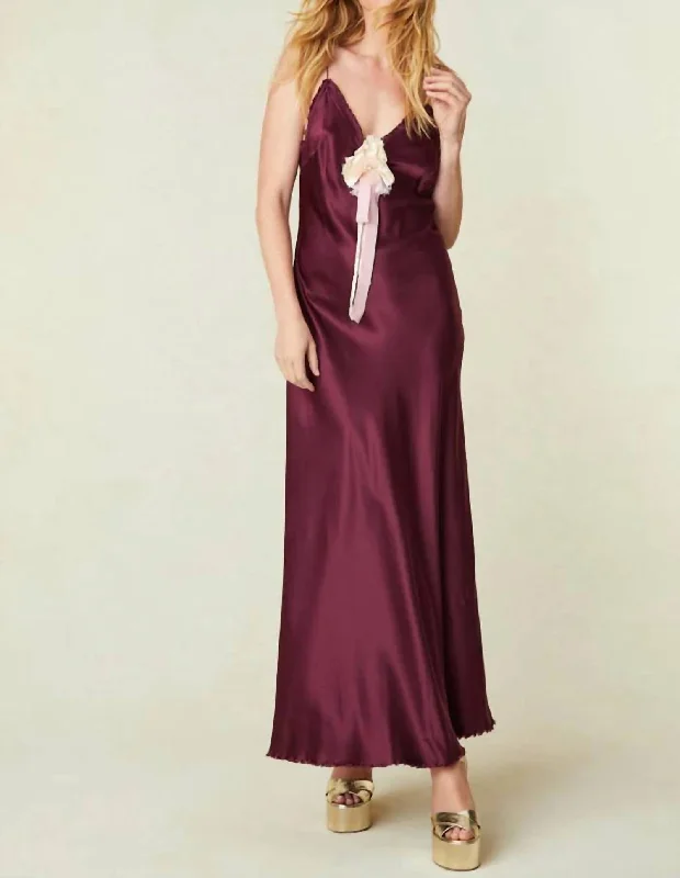 women's denim dressesElizabella Maxi Dress In Burgundy