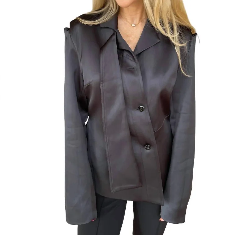 chic women's coats for winterNanci Satin Jacket In Jet Black