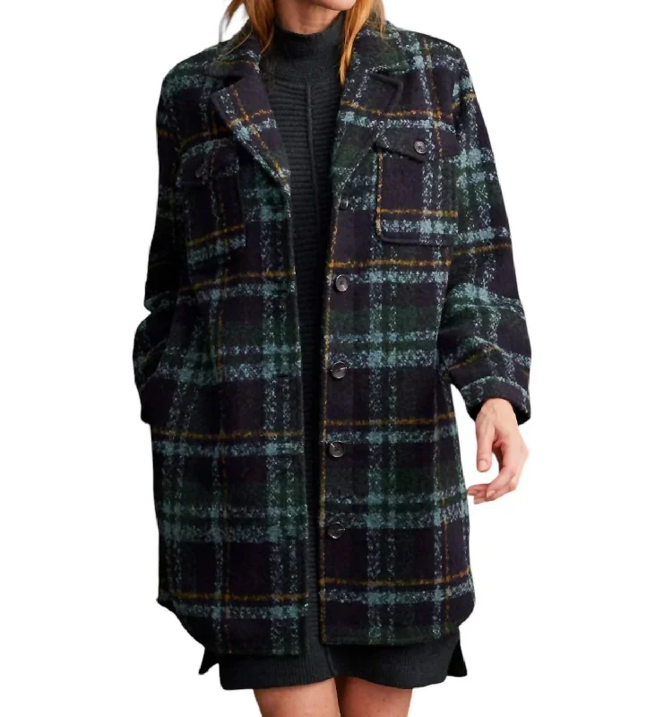 women's coats with sequin embellishmentsNotch Collar Boucle Plaid Jacket In Black