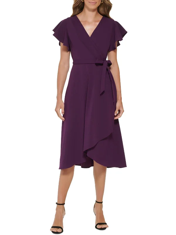 women's maternity dressesWomens V-Neck Midi Wrap Dress