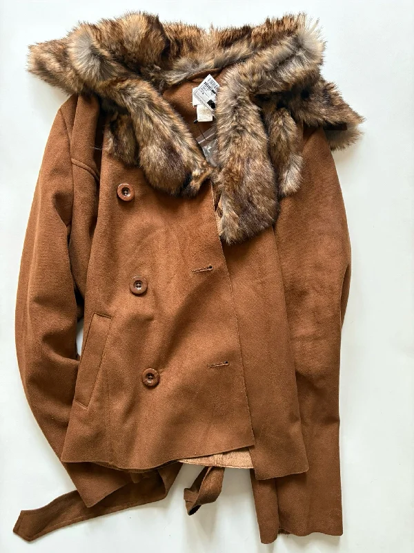 women's coats for those who prefer classic over trendyJacket Faux Fur & Sherpa By Chicos In Brown, Size: M