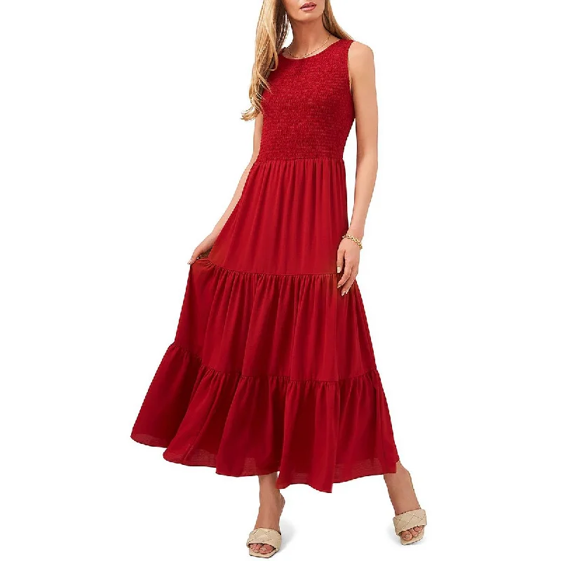 women's retro dressesWomens Crew Neck Ruffled Maxi Dress