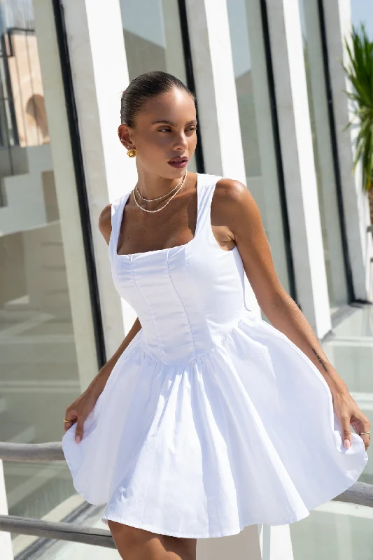 women's wedding guest dressesClaire White Corset Mini Dress