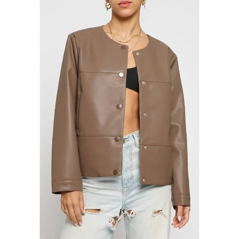 women's coats for those who love to experiment with fashionFaux Leather Cropped Jacket In Chestnut