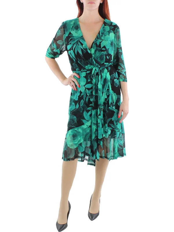 women's lightweight dressesPlus Womens V-Neck Midi Wrap Dress