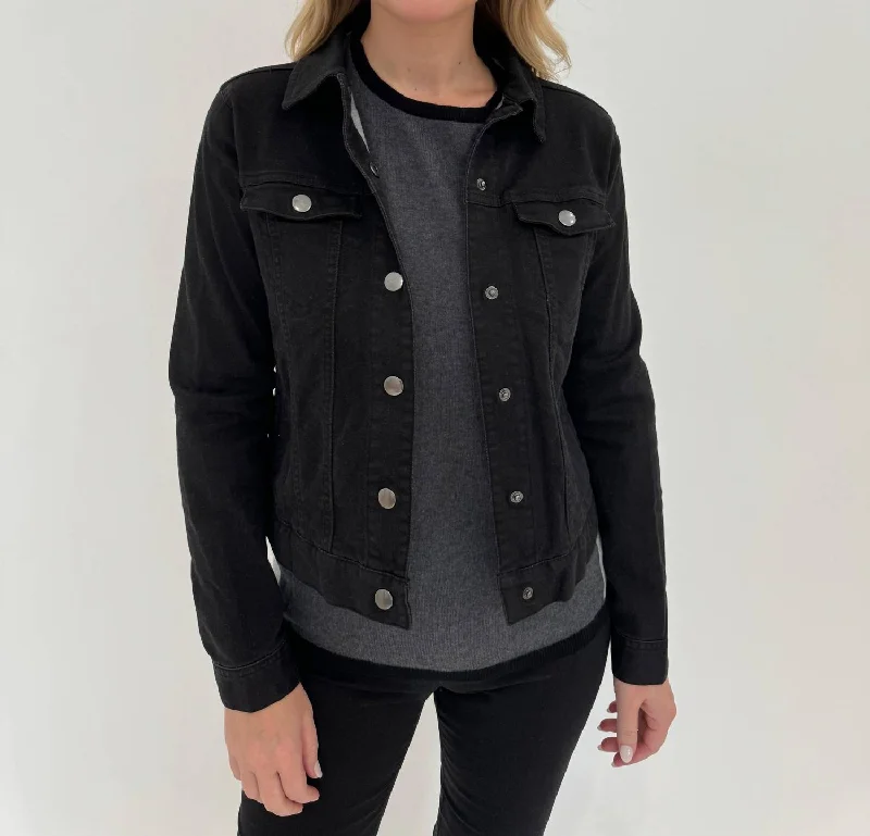 women's coats for those who refuse to compromise on styleDenim Long Sleeve Jean Jacket In Black