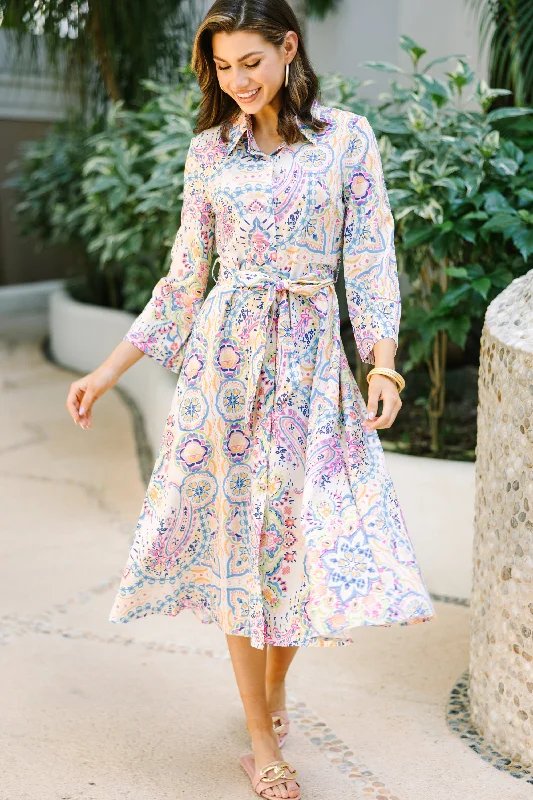 women's statement dressesMake Me Feel Joy Multi Color Paisley Midi Dress