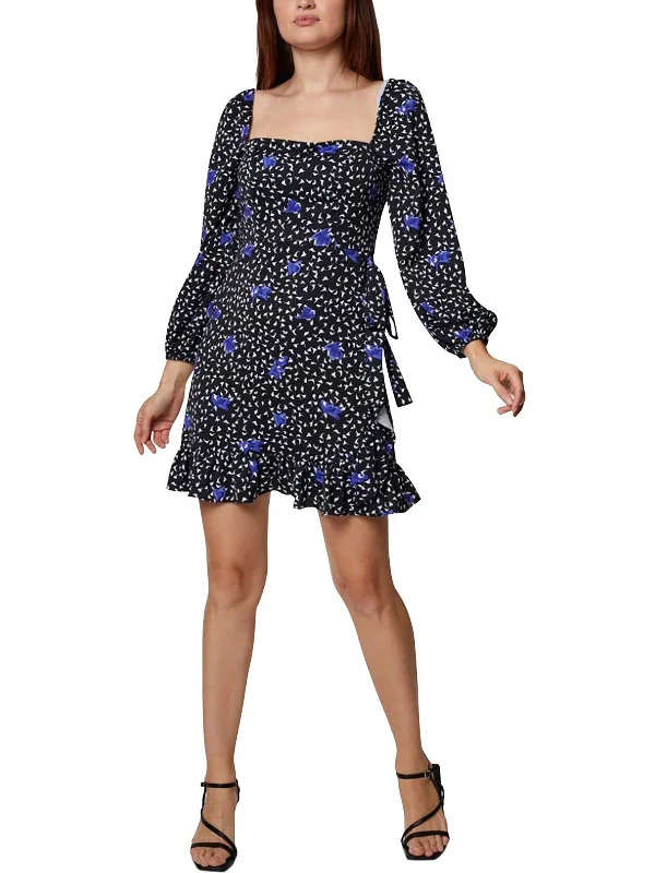 women's custom dressesWomens Floral Square Neck Mini Dress