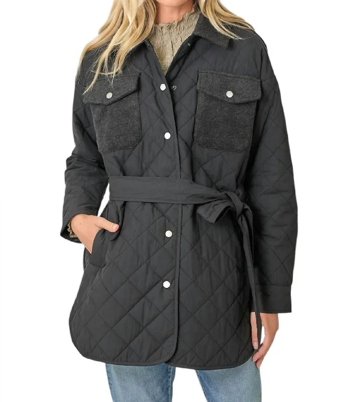 luxury women's coatsMedia Quilting Jacket In Black Mix