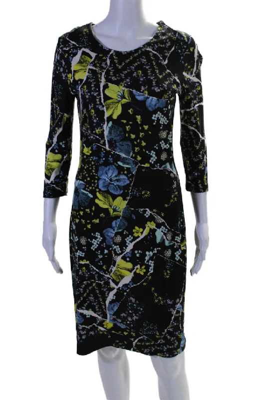 women's ball gown dressesErdem Womens Floral Print Long Sleeves Maxi Dress Black Multi Colored