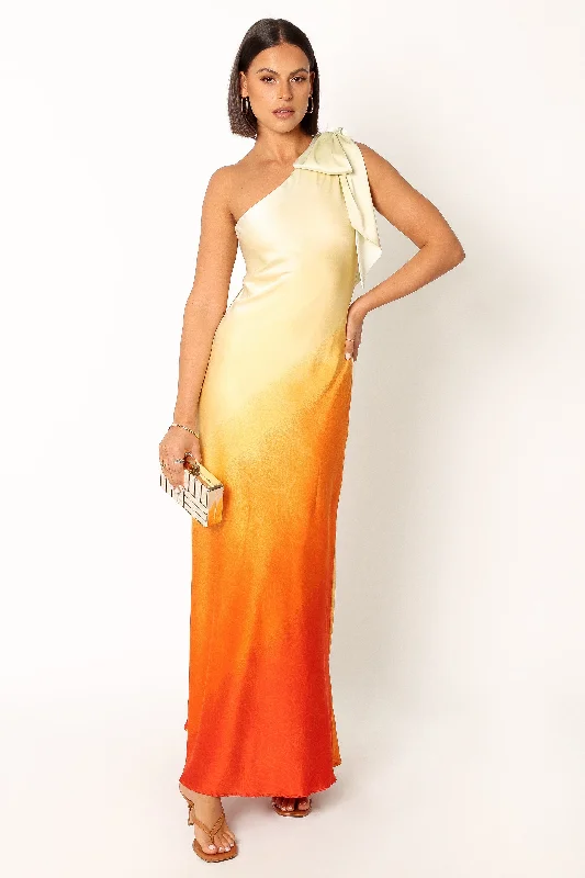 women's unique dressesGlow One Shoulder Midi Dress - Sunset