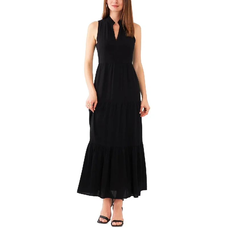 women's club dressesWomens Ruffled Split Neck Maxi Dress