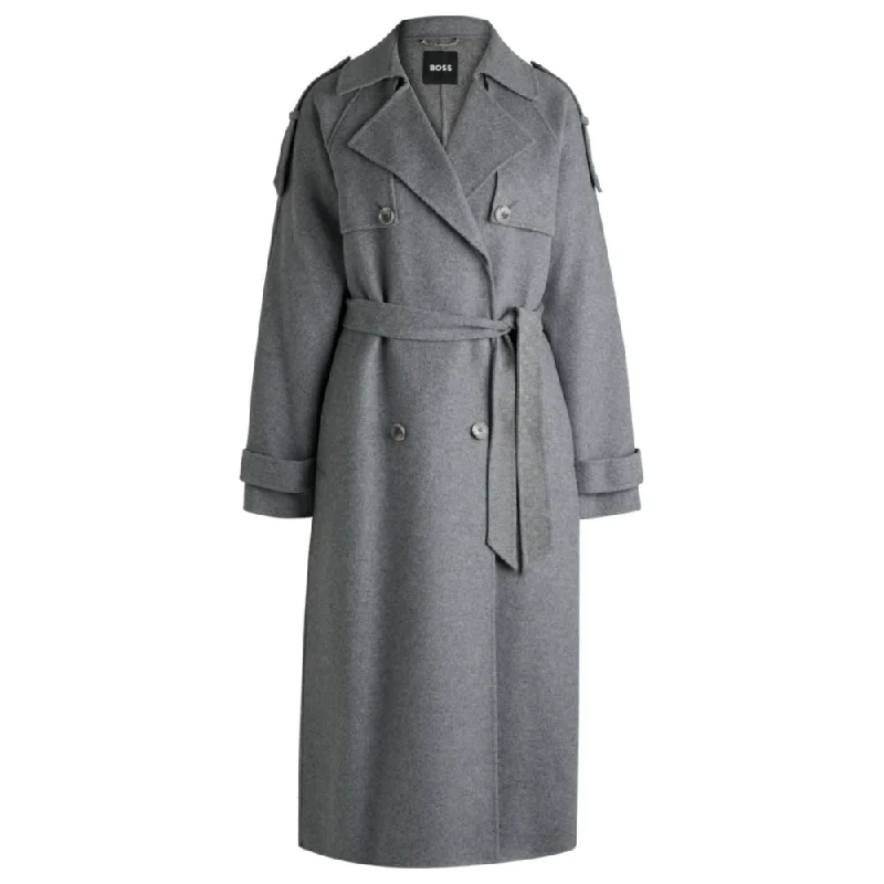 women's coats for minimalist aestheticsBelted trench coat in a wool blend