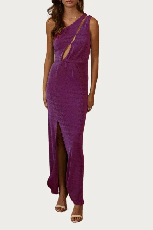 women's high-low dressesOne-Shoulder Stretch-Jersey Cutout Maxi Dress In Orchid