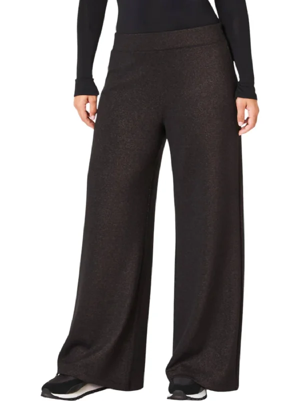 women's adventure pantsAiressential Shimmer Wide Leg Pants In Black