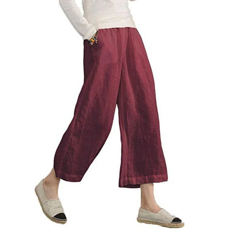 women's denim pantsFashionSierra - Casual Plain Shift Linen Pants Women