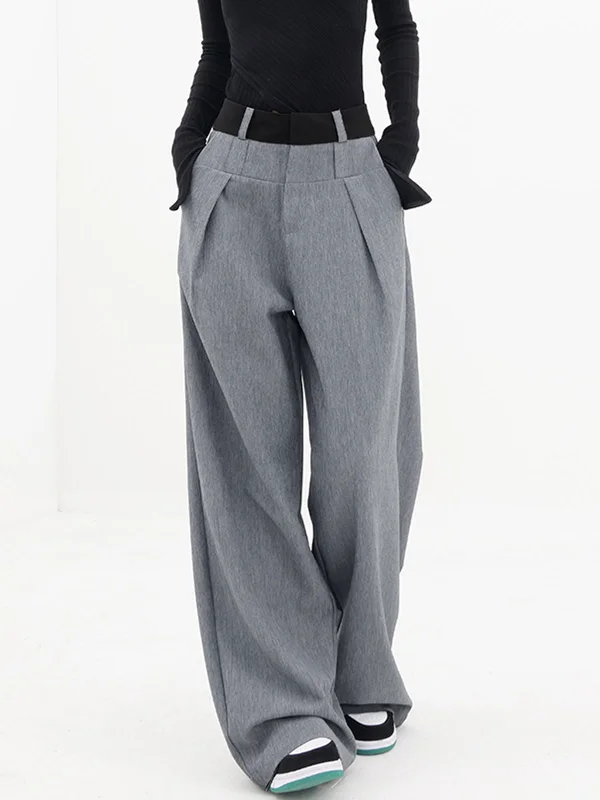 women's timeless pantsBerryBetty - Contrast Binding Wide Leg Pants