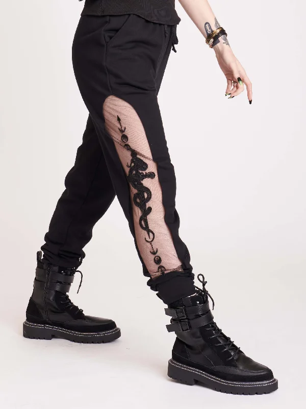 women's satin pantsCosmic Snake Dagger Jogger