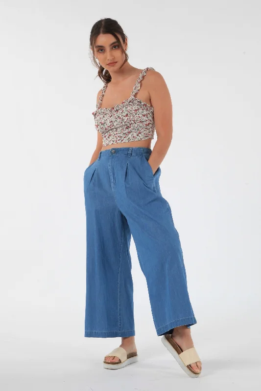 women's classic pantsDouble Second Blue Chambray Pants