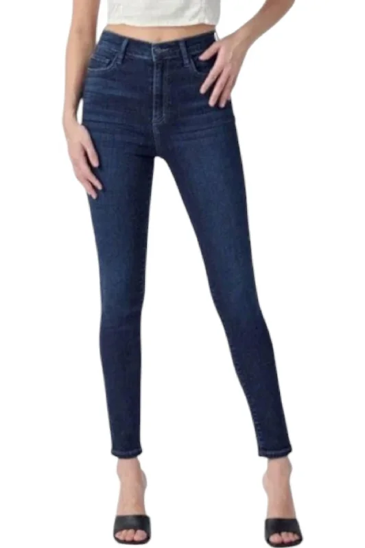 women's velvet pantsHigh Rise Ankle Skinny Jeans In Dark Blue