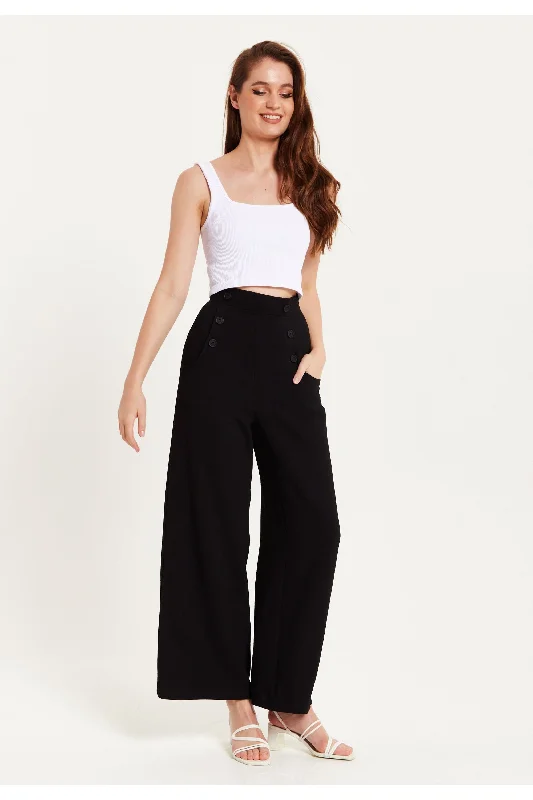 women's cargo pantsLiquorish Black Wide Leg Trousers