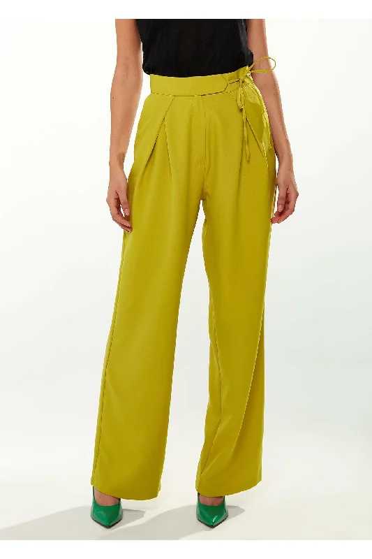 women's chiffon pantsLiquorish Tie Waist Wide Leg Trousers In Pistachio