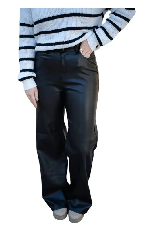 women's denim pantsLucie Faux Leather Pants In Black