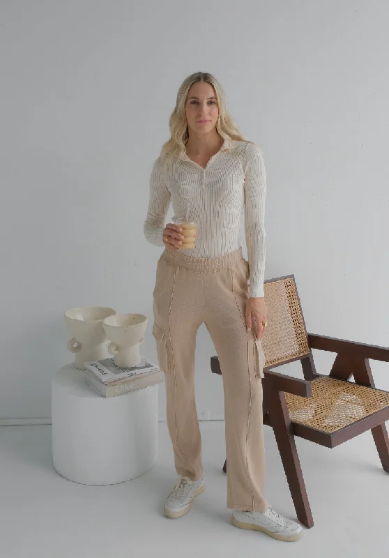 women's classic pantsMiann & Co Womens - Blake Knitted Cargo Pant - Stone