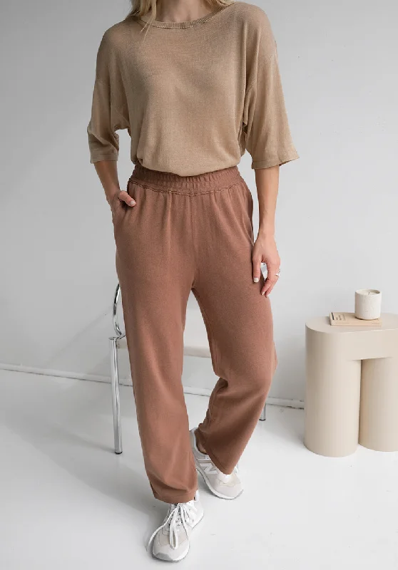 women's travel pantsMiann & Co Womens - Stevie Wide Leg Knit Pants - Café Au Lait