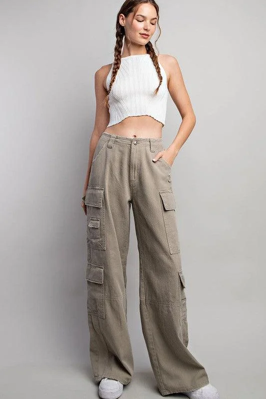 women's casual pantsMIKEY MINERAL WASHED CARGO PANTS FINAL SALE