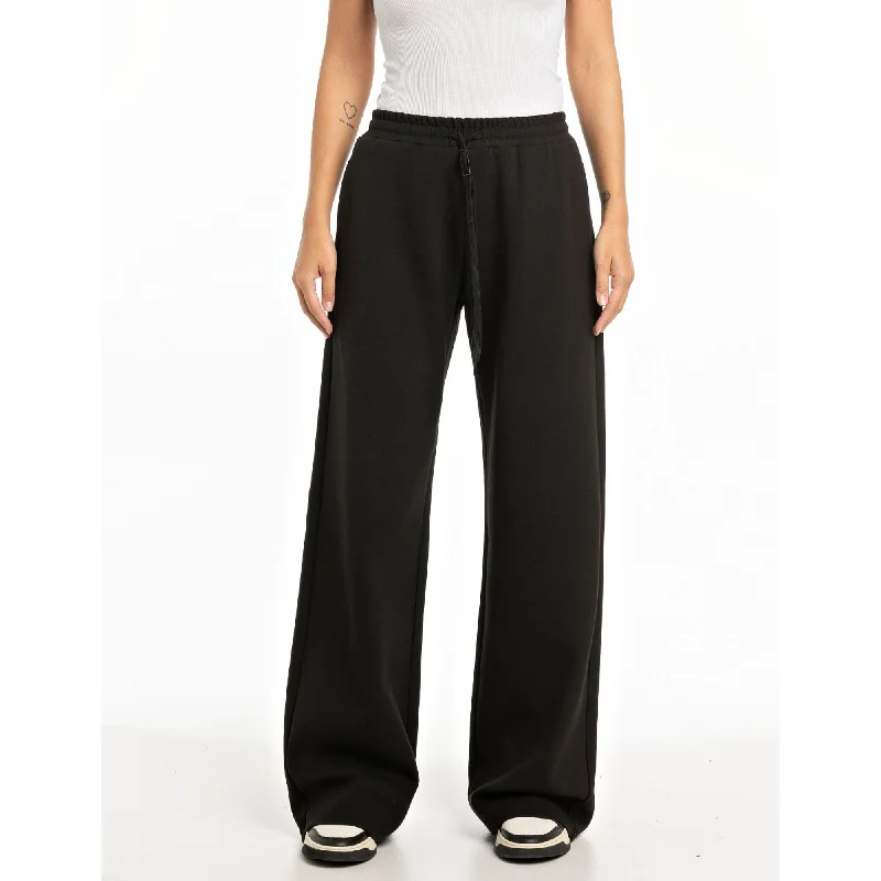 women's convertible pantsReplay Women's Wide Leg Black Trouser