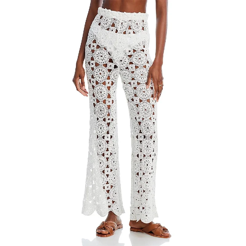 women's sweatpantsWomens Crochet High Waisted High-Waisted Pants