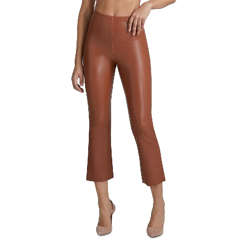 women's high-performance pantsWomens Faux Leather Cropped Flared Pants