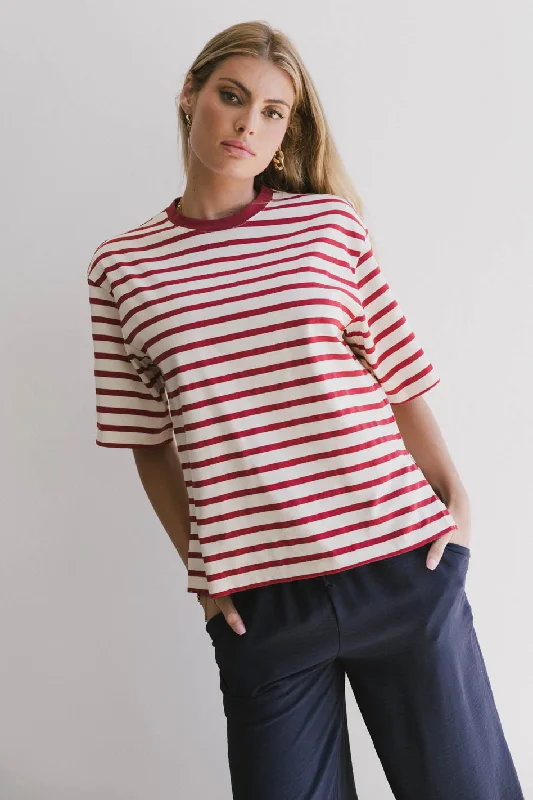 women's everyday dressesFreddie Striped Tee in Red